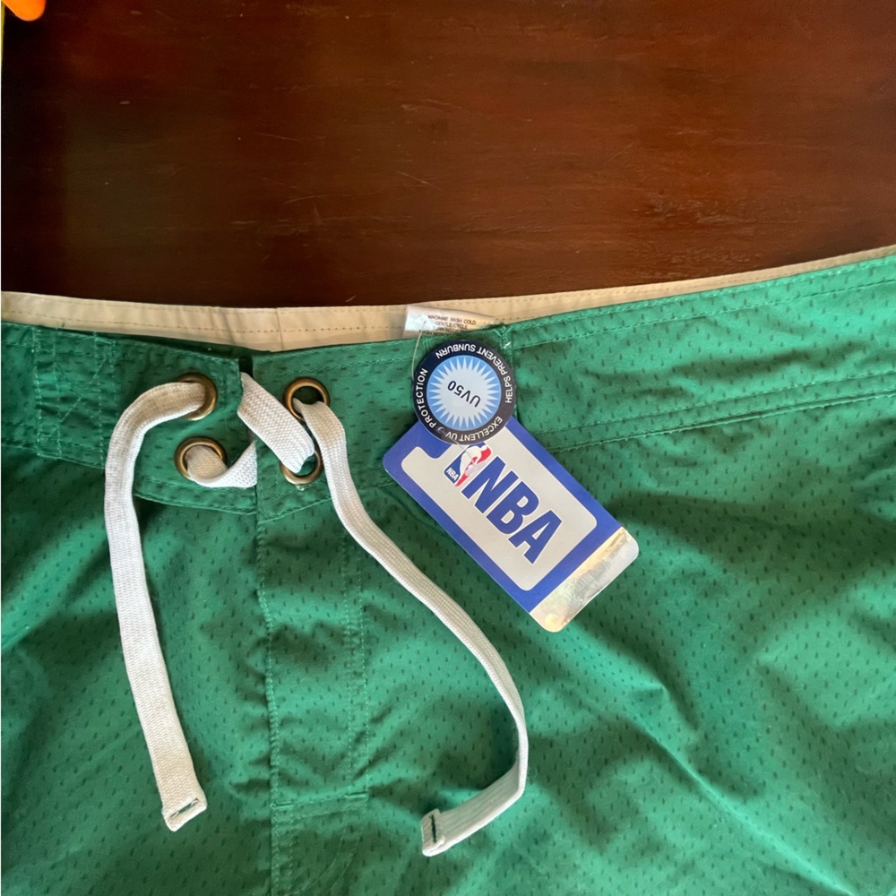 NBA Celtics Kelly Green Swim Shorts with White Drawstring Size: Extra Large NWT